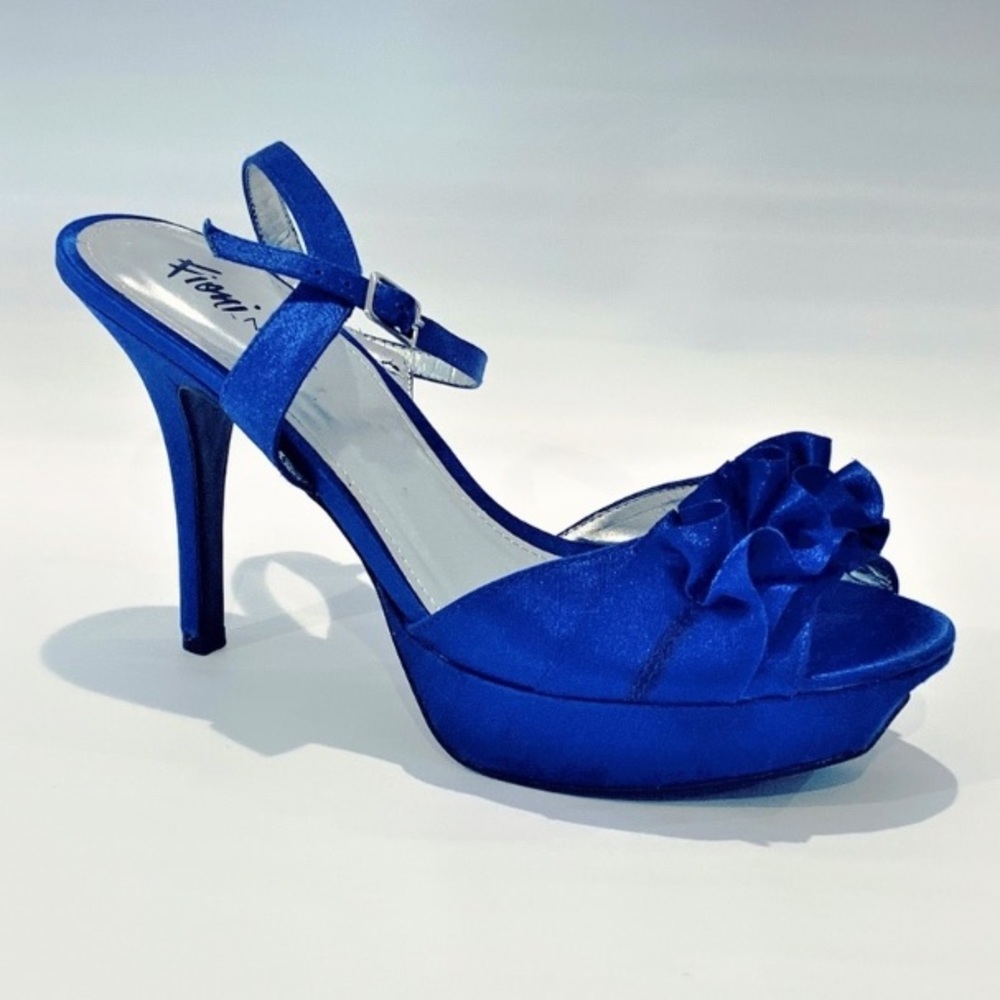 Fioni Night Satin Blue Heels